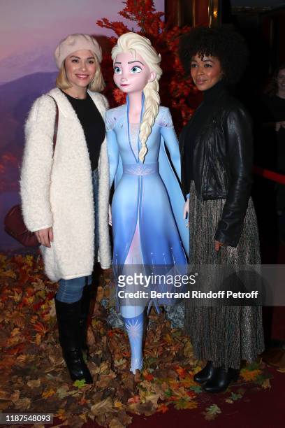 Joy Esther and Aurelie Konate attend the "Frozen 2 - La Reine Des Neiges 2" Paris Gala Screening at Cinema Le Grand Rex on November 13, 2019 in...