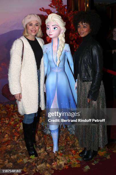 Joy Esther and Aurelie Konate attend the "Frozen 2 - La Reine Des Neiges 2" Paris Gala Screening at Cinema Le Grand Rex on November 13, 2019 in...