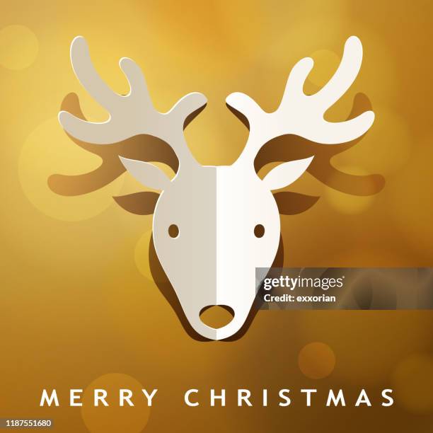 christmas reindeer papercut art - paper sculpture stock illustrations