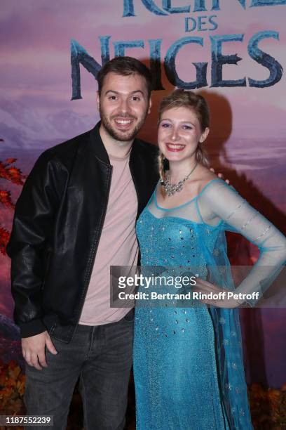 Newtiteuf and Devovo attend the "Frozen 2 - La Reine Des Neiges 2" Paris Gala Screening at Cinema Le Grand Rex on November 13, 2019 in Paris, France.