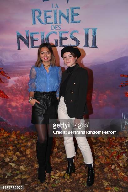 Tinkabebeauty and guest attend the "Frozen 2 - La Reine Des Neiges 2" Paris Gala Screening at Cinema Le Grand Rex on November 13, 2019 in Paris,...