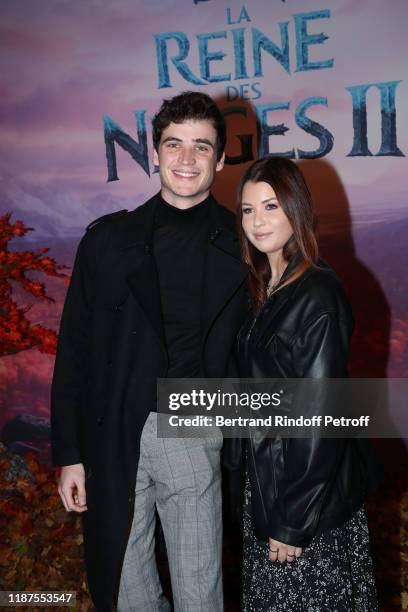 Henri Peiffer and Marie Lopez attend the "Frozen 2 - La Reine Des Neiges 2" Paris Gala Screening at Cinema Le Grand Rex on November 13, 2019 in...