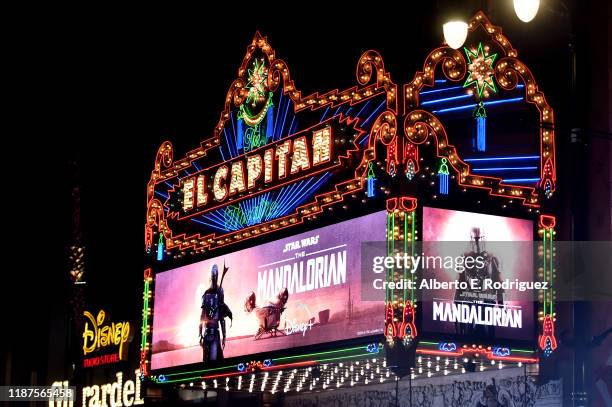 General view of atmosphere at the premiere of Lucasfilm's first-ever, live-action series, "The Mandalorian," at the El Capitan Theatre in Hollywood,...