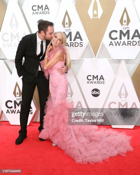 Josh Bryant and Kristin Chenoweth attend the 53nd annual CMA Awards at Bridgestone Arena on November 13, 2019 in Nashville, Tennessee.