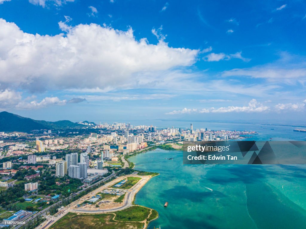 Penang Bridge från Aerial synvinkel under dagtid