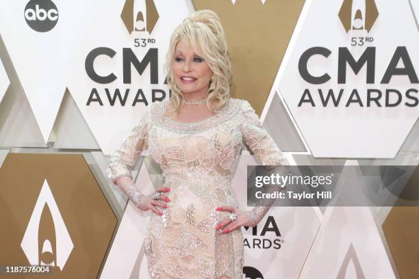 Dolly Parton attends the 53nd annual CMA Awards at Bridgestone Arena on November 13, 2019 in Nashville, Tennessee.