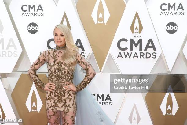 Carrie Underwood attends the 53nd annual CMA Awards at Bridgestone Arena on November 13, 2019 in Nashville, Tennessee.