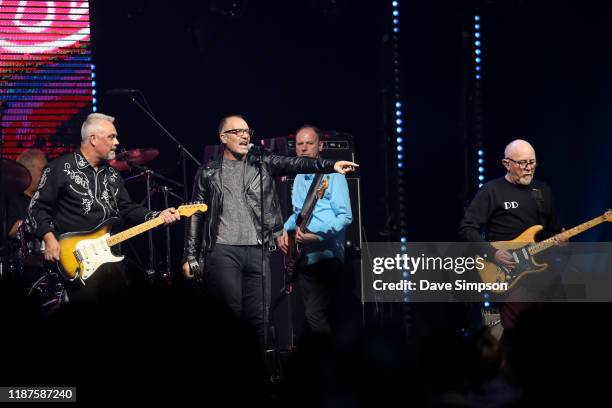 Bruce Hambling, Rikki Morris, Peter Urlich, Lez White and Dave Dobby of Th’ Dudes perform during the 2019 Vodafone New Zealand Music Awards at Spark...
