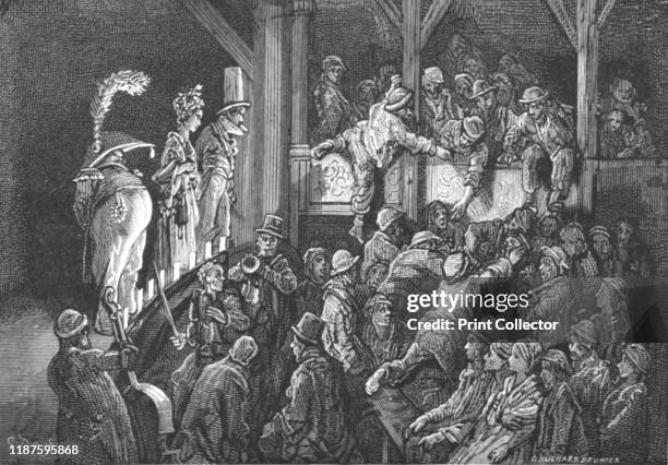 The Penny Gaff', 1872. The penny gaff was a popular form of theatre for the working classes in 19th-century England. From, "LONDON. A Pilgrimage" by...