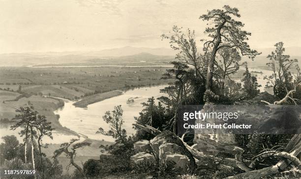 Connecticut Valley from Mount Tom', 1874. View of the Connecticut River from the Mount Tom Range in Massachusetts, USA. From "Picturesque America;...