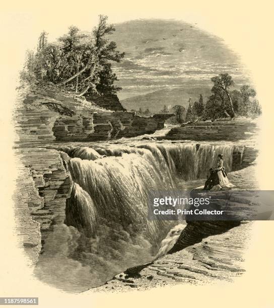 Lower Falls, Portage', 1874. Waterfalls on the Genesee River at Portage, New York State, USA. The name of the town stems from Native American...