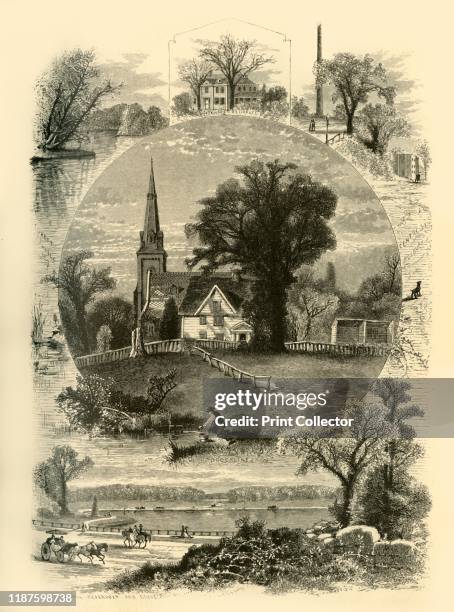 Boston Suburbs', 1874. 'Forest Hills, Longfellow's Residence, Centre St Roxbury, Brookline, Chestnut Hill Reservoir and Drive', Massachusetts, USA....