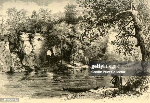 New River at Eggleston's Springs', 1872. Peaceful scene in Virginia, USA. From "Picturesque America; or, The Land We Live In, A Delineation by Pen...