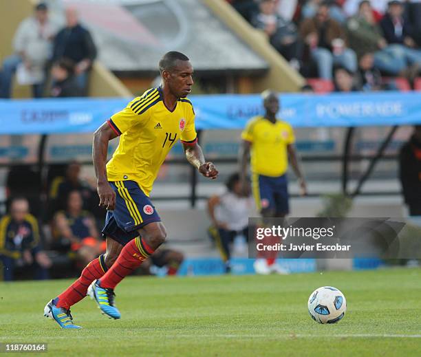 Luis Perea from Colombia in action during a match between Colombia and Bolivia for the third round of Group A of Copa America 2011 at Brigadier...