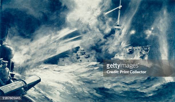 David Against Goliath: British Torpedo-Boat Destroyer Makes an End of German Battleship', 1916. HMS Spitfire in action at the Battle of Jutland, May...