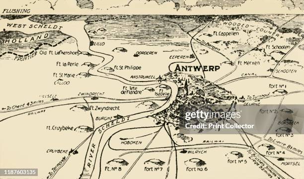 Antwerp and its Roots', 1915. Antwerp was ringed by forts known as the National Redoubt, besieged and captured during the German invasion of Belgium...