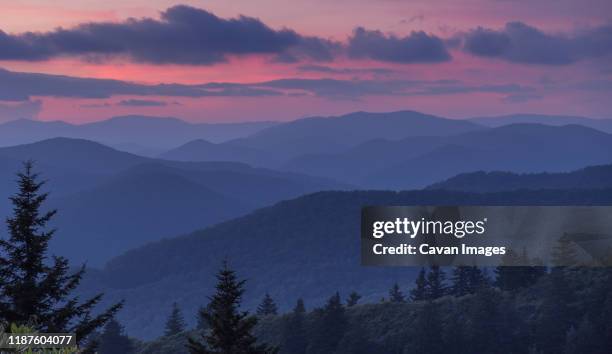 sunset in the great smoky mountains - mountain range night stock pictures, royalty-free photos & images