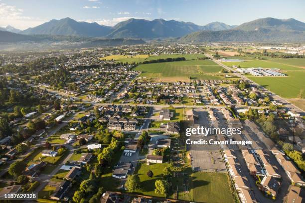 high angle view of abbotsford, british columbia, canada - abbotsford canada stock pictures, royalty-free photos & images