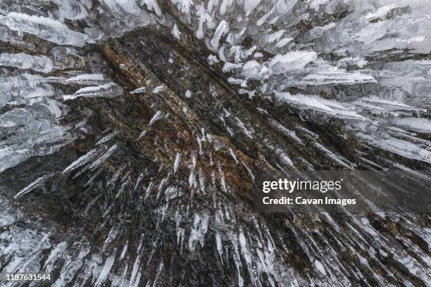 inside of ice cave in baikal lake - bedrock fotografías e imágenes de stock