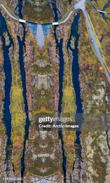 lava and moss, mid-atlantic ridge- flosagja fissure, iceland - fault geology stock pictures, royalty-free photos & images