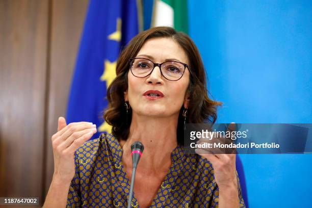 Italian politician Mariastella Gelmini, leader of the Forza Italia Chamber, during the No Tasse e Manette press conference in Montecitorio. Rome ,...