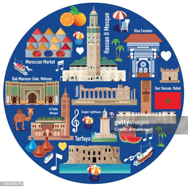 illustrations, cliparts, dessins animés et icônes de morocco travel, casablanca, rabat, fes, sale, marrakesh, agadir, tangier, meknes, oujda-angad, al hoceima, kenitra, tetouan, temara, safi, mohammedia, khouribga, hassan 2 mosque, mosque al fadila, tour hassan, rabat, volubilis, bab mansour gate, meknes s - maroc