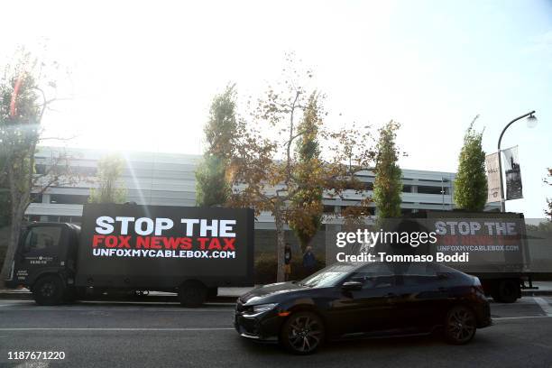 Media Matters Fox Studios Mobile Billboard Activation at Darryl Zanuck Theater at FOX Studios on November 14, 2019 in Los Angeles, California.