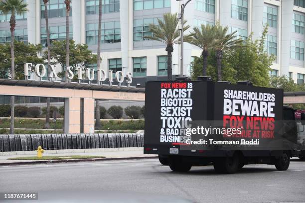 Media Matters Fox Studios Mobile Billboard Activation at Darryl Zanuck Theater at FOX Studios on November 14, 2019 in Los Angeles, California.