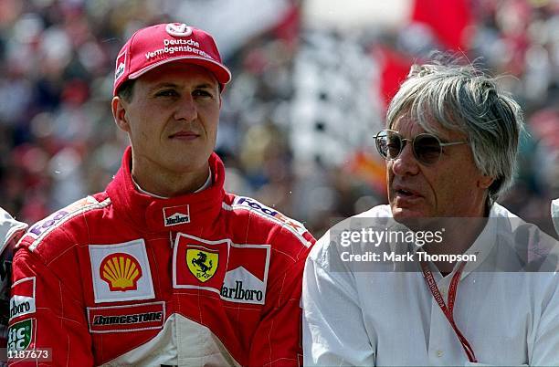 Ferrari driver Michael Schumacher with Bernie Ecclestone before the Formula One Hungarian Grand Prix at the Hungaroring near Budapest in Hungary. \...