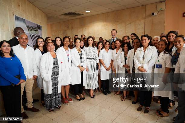 King Felipe VI of Spain and Queen Letizia of Spain visit the Molecular Immunology Center on November 14, 2019 in La Havana, Cuba. King Felipe VI of...