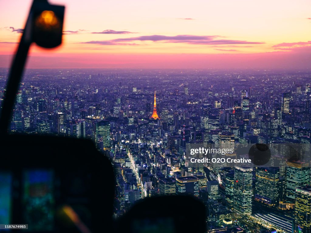 Tokyo at Night from a Helicopter