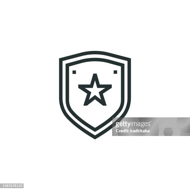 police badge line icon - logo star stock illustrations