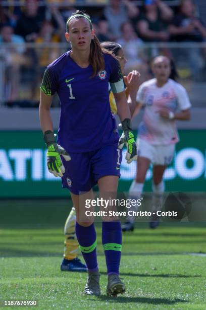 Christiane Endler of Chile in goals during the International friendly match between the Australian Matildas and Chile at Bankwest Stadium on November...