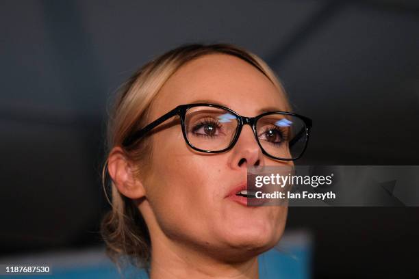 Former apprentice star and Brexit party parliamentary candidate for Hull, Michelle Dewberry speaks during a Brexit Party general election campaign...