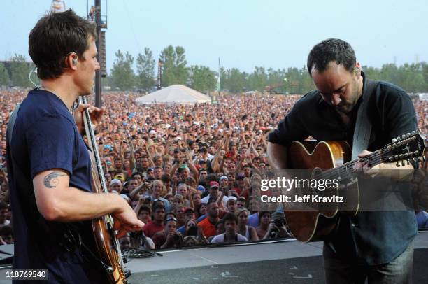 Stefan Lessard and Dave Matthews of Dave Matthews Band perform during the final day of Dave Matthews Band Caravan at Lakeside on July 10, 2011 in...