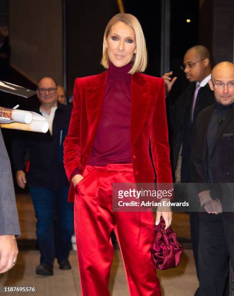 Celine Dion leaves her hotel on November 14, 2019 in New York City.