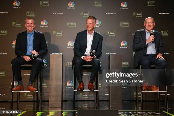 On air personality Jeff Burton, NASCAR President Steve Phelps and NBC Executive Producer & President Sam Flood announce NBC Sports to launch...