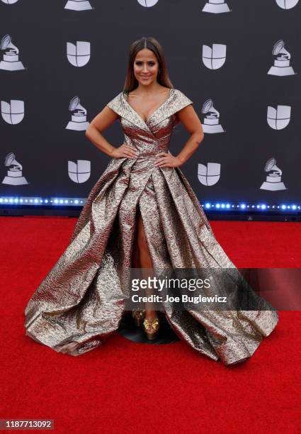 Jackie Guerrido attends the 20th annual Latin GRAMMY Awards at MGM Grand Garden Arena on November 14, 2019 in Las Vegas, Nevada.