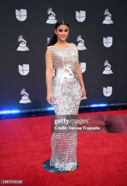 Clarissa Molina attends the 20th annual Latin GRAMMY Awards at MGM Grand Garden Arena on November 14, 2019 in Las Vegas, Nevada.