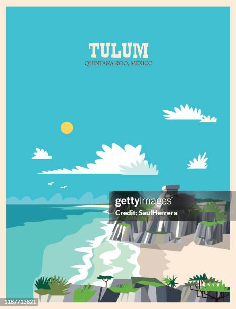 tulum riviera maya - cancun, quintana roo. mexico - nayarit stock illustrations