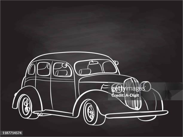 vintage cruiser car chalkboard - windscreen stock illustrations