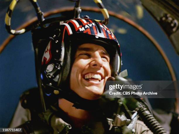 The movie "Top Gun", directed by Tony Scott. Seen here, Tom Cruise as Lt. Pete "Maverick" Mitchell. Initial theatrical release May 16, 1986. Screen...