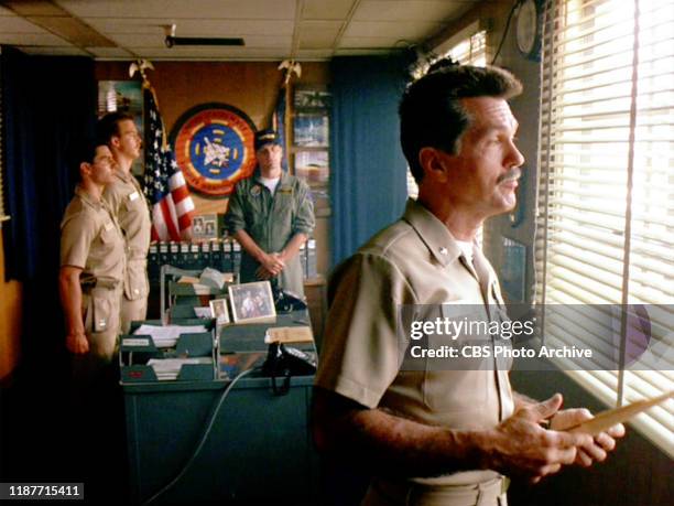 The movie "Top Gun", directed by Tony Scott. Seen here from left, Tom Cruise as Lt. Pete "Maverick" Mitchell, Anthony Edwards as Lt. Nick "Goose"...