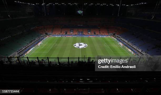 General view inside the stadium prior to the UEFA Champions League group F match between FC Internazionale and FC Barcelona at Giuseppe Meazza...