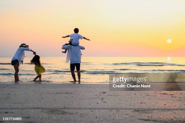 family playing on the beach - australian beach fotografías e imágenes de stock