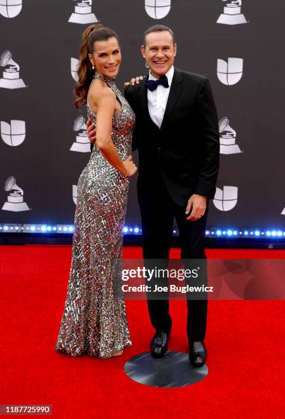 Cristina Bernal and Alan Tacher (R attends the 20th annual Latin GRAMMY Awards at MGM Grand Garden Arena on November 14, 2019 in Las Vegas, Nevada.