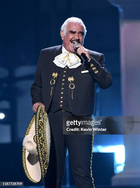 Vicente Fernández performs onstage during the 20th annual Latin GRAMMY Awards at MGM Grand Garden Arena on November 14, 2019 in Las Vegas, Nevada.