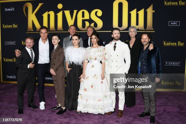 Writer and director Rian Johnson, Michael Shannon, Jaeden Martell, Daniel Craig, Katherine Langford, Don Johnson, Ana de Armas, Chris Evans, Jamie...