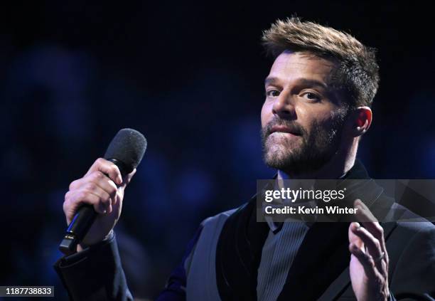 Ricky Martin sepaks onstage during the 20th annual Latin GRAMMY Awards at MGM Grand Garden Arena on November 14, 2019 in Las Vegas, Nevada.