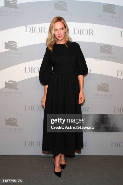 Uma Thurman attends the 2019 Guggenheim International Gala at Solomon R. Guggenheim Museum on November 14, 2019 in New York City.